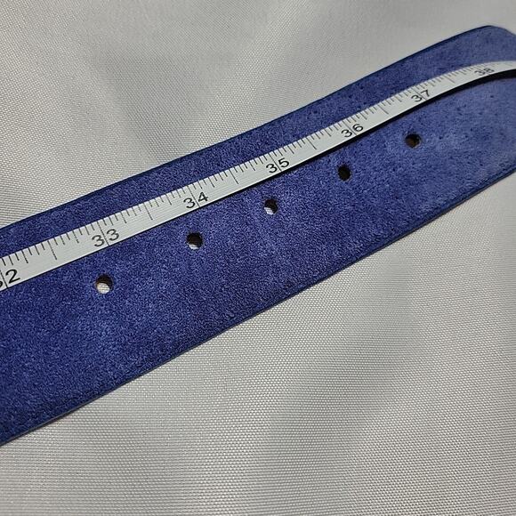 VTG Amanda Smith Women's Blue Leather Suede Wide 2” Belt Size XL - Picture 10 of 11
